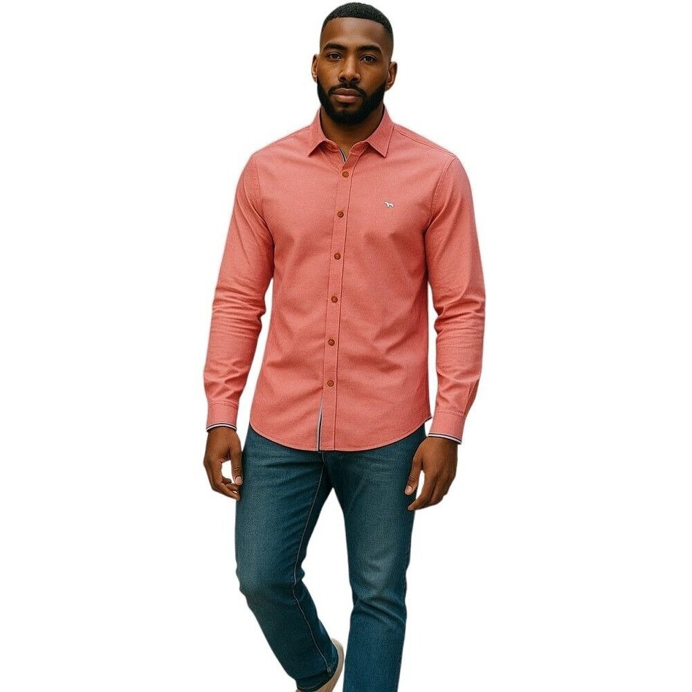 Harmont & Blaine Italian Designer Shirt XL Red NEW Luxury Tailored Button Up
